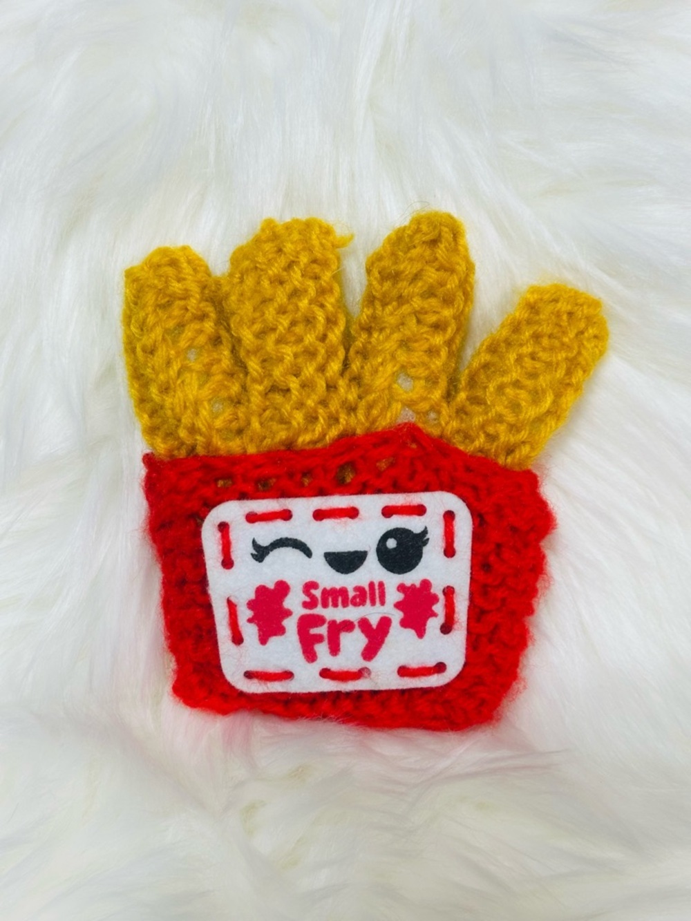 Craft Crochet French Fry Hair Clip in Red and Yellow